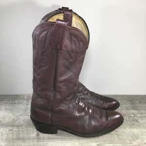 Vintage Dan Post 112R El Paso Mens Leather Cowboy Western Burgundy Boots Size 10